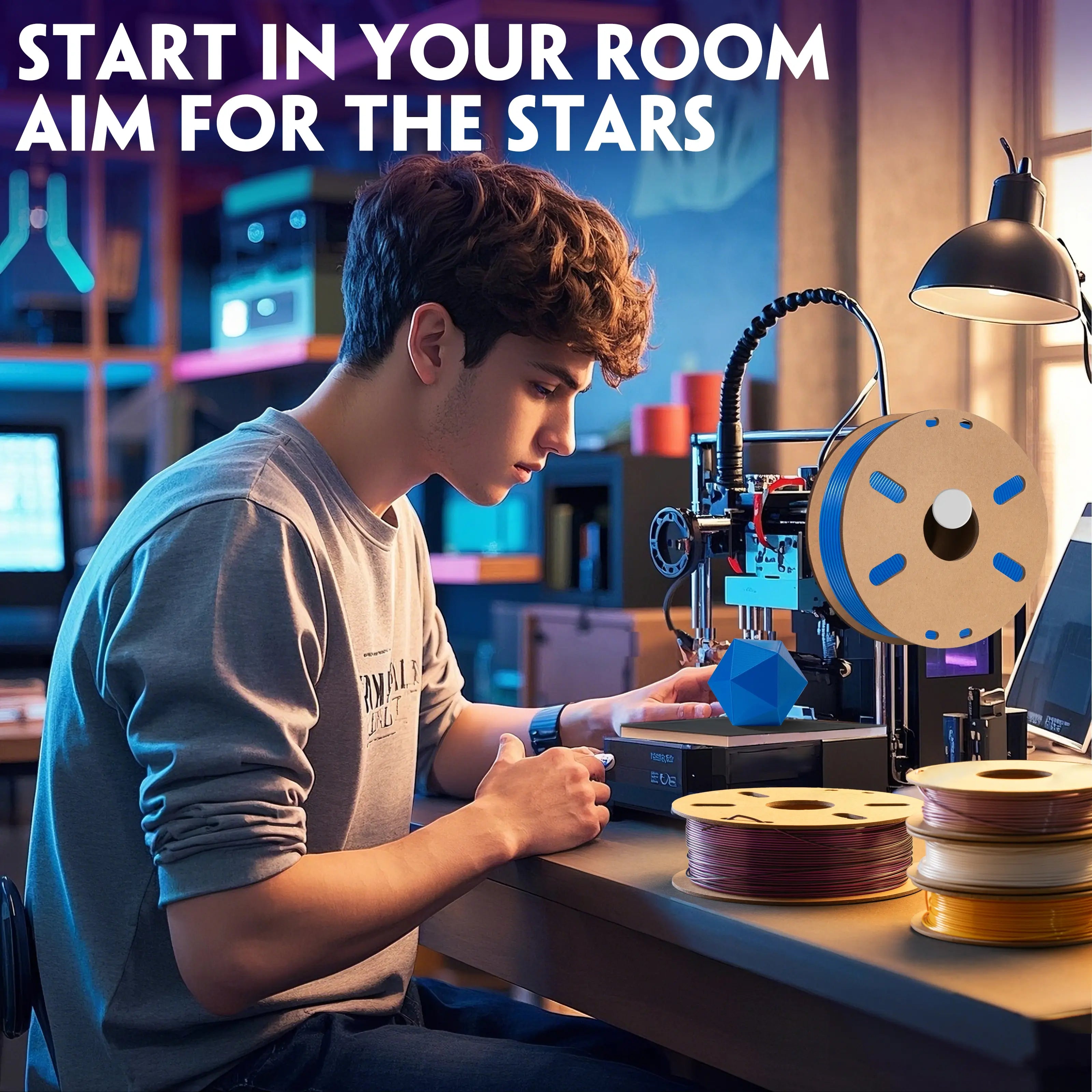 PLA Single Color 3D Printer Filament Variety Pack (4 x 200g), 1.75mm