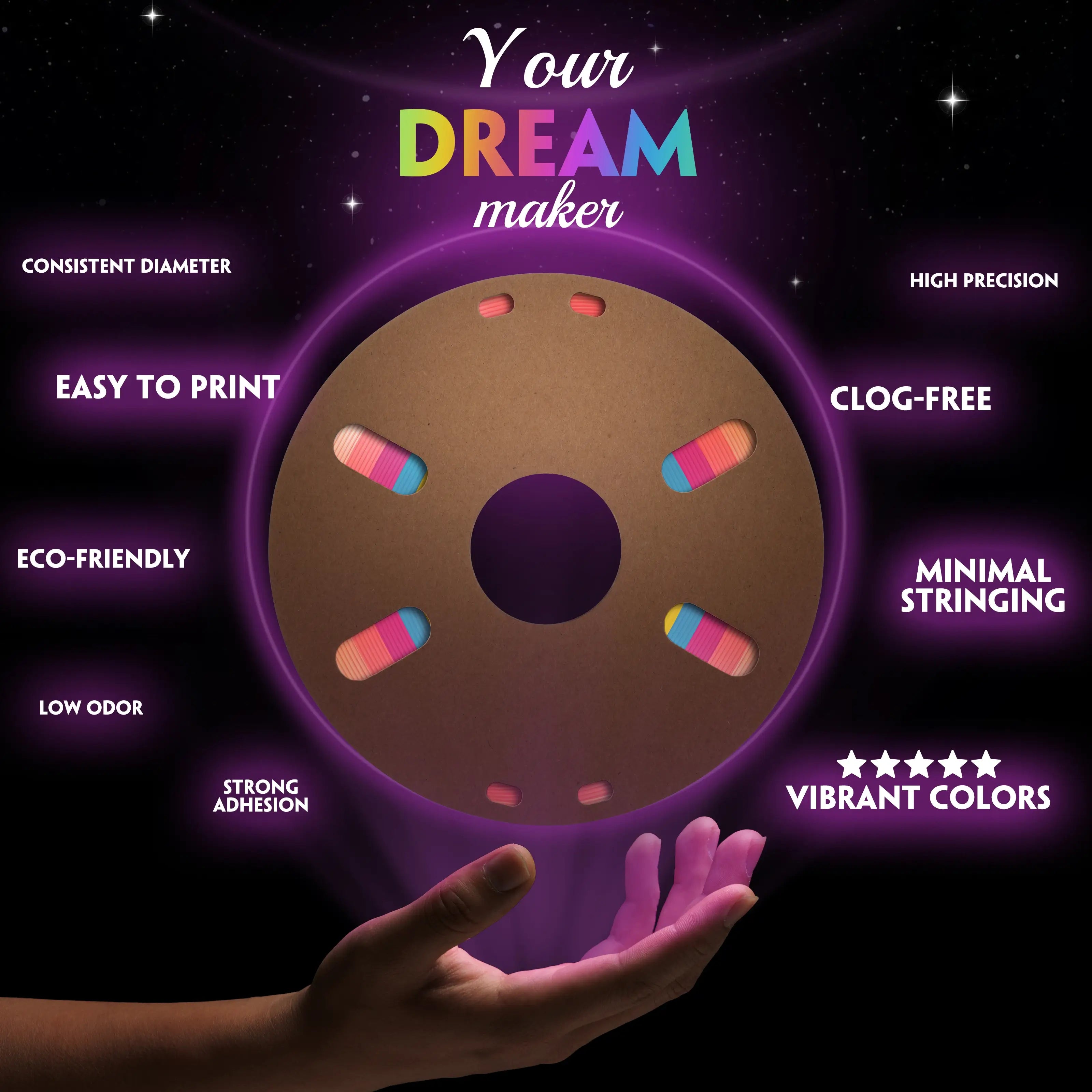 PLA Silk Rainbow 3D Printer Filament - 1.75mm