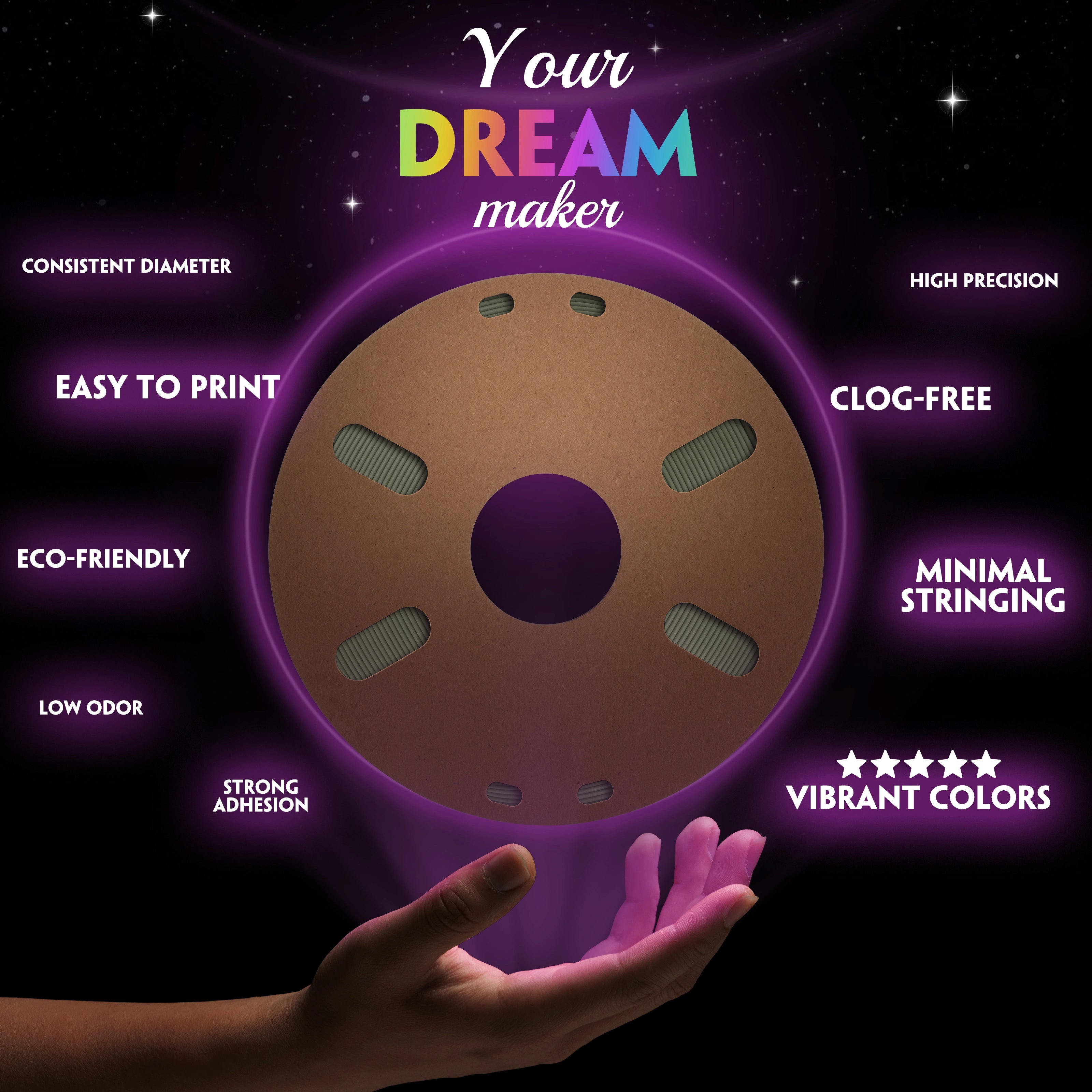 PLA Matte 3D Printer Filament Variety Pack (4 x 200g), 1.75mm