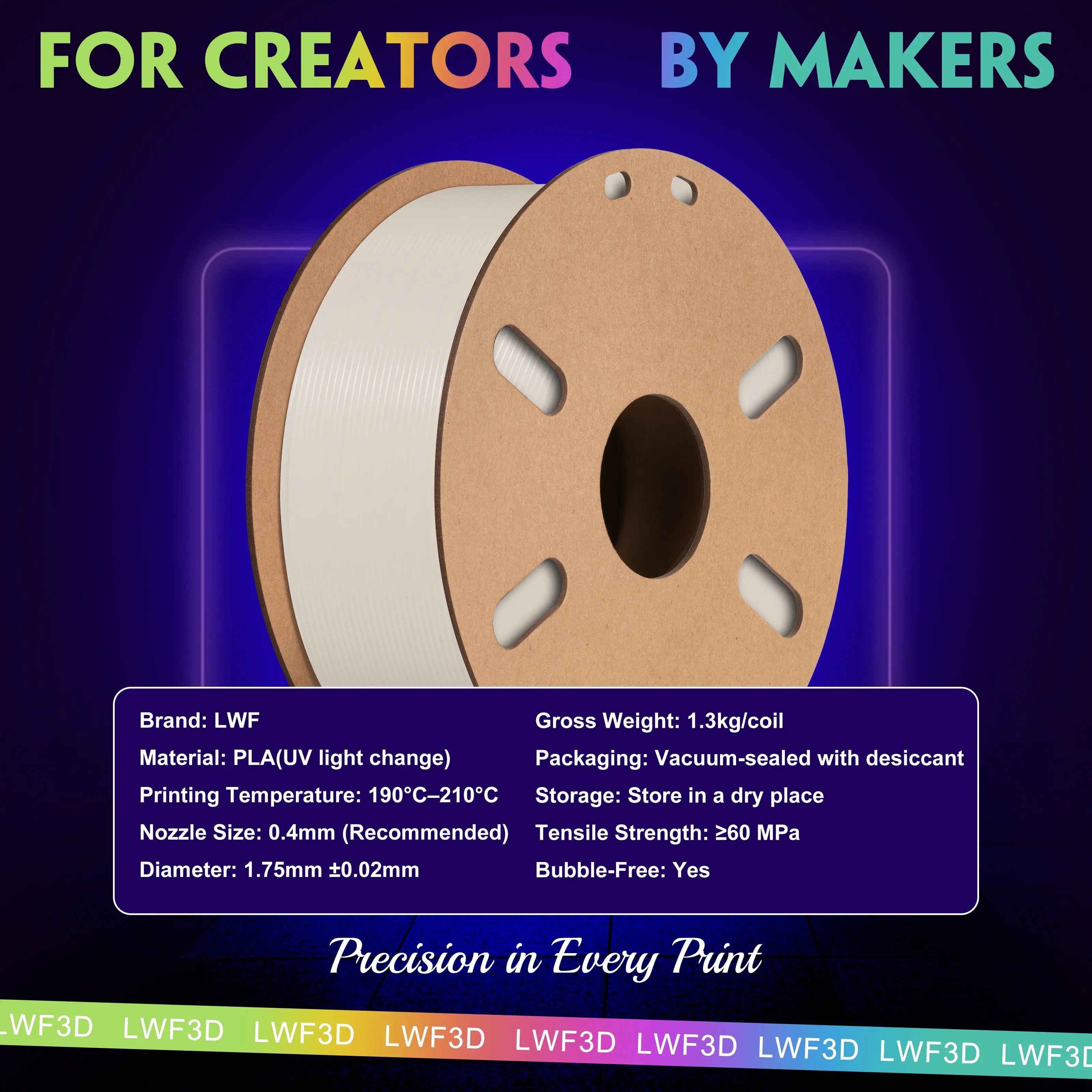 PLA UV Color Change 3D Printer Filament - 1.75mm