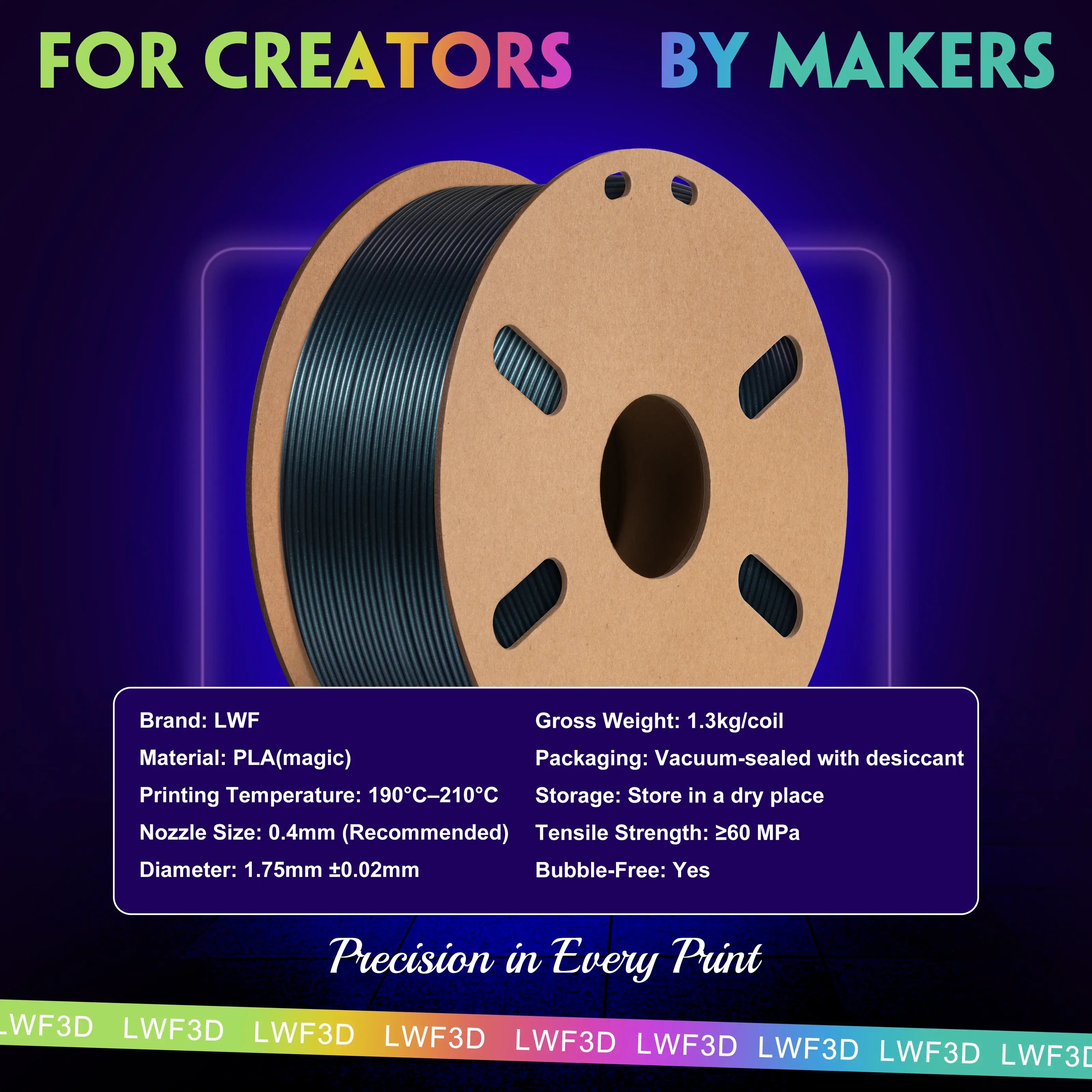 PLA Magic Color 3D Printer Filament - 1.75mm