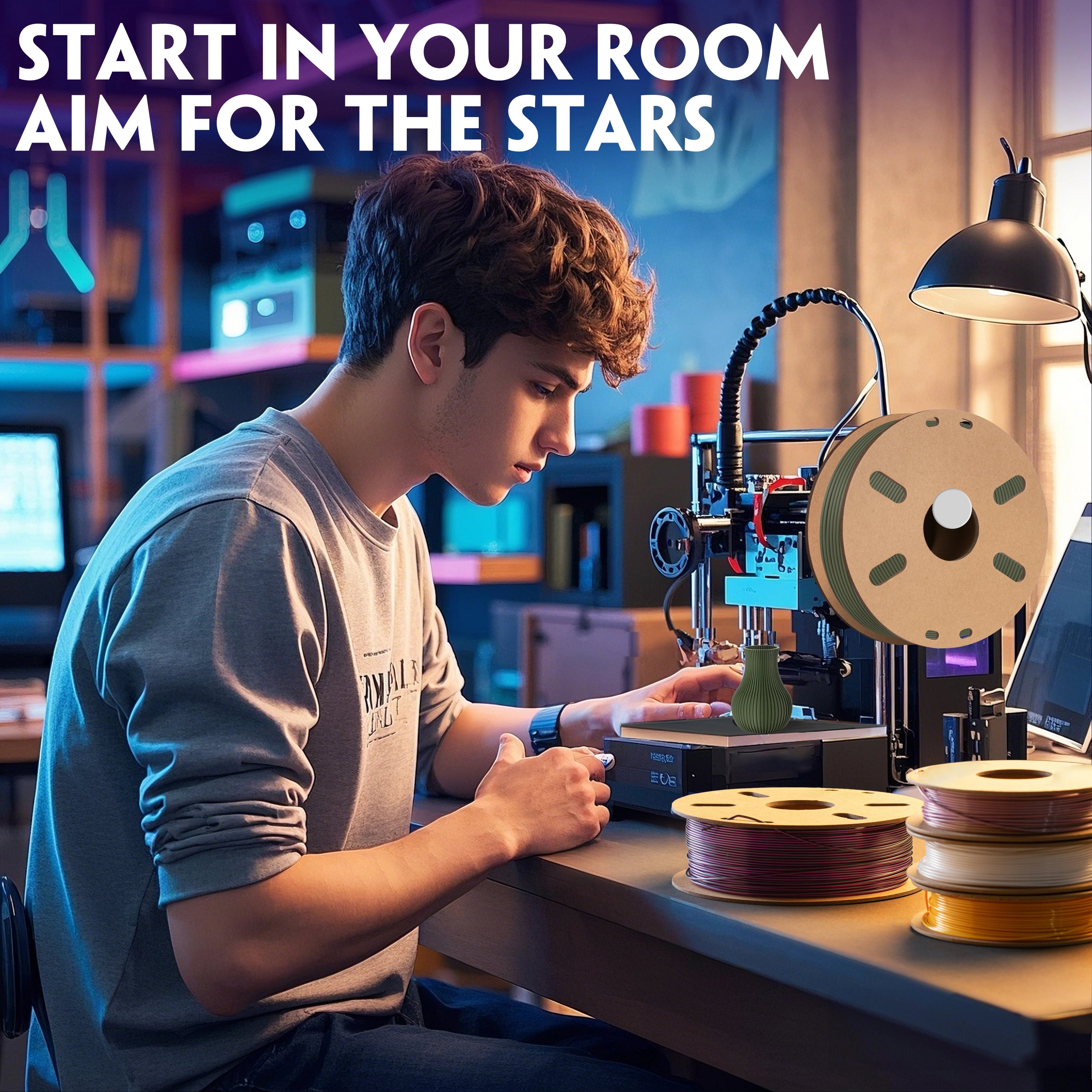 PLA Matte 3D Printer Filament Variety Pack (4 x 200g), 1.75mm