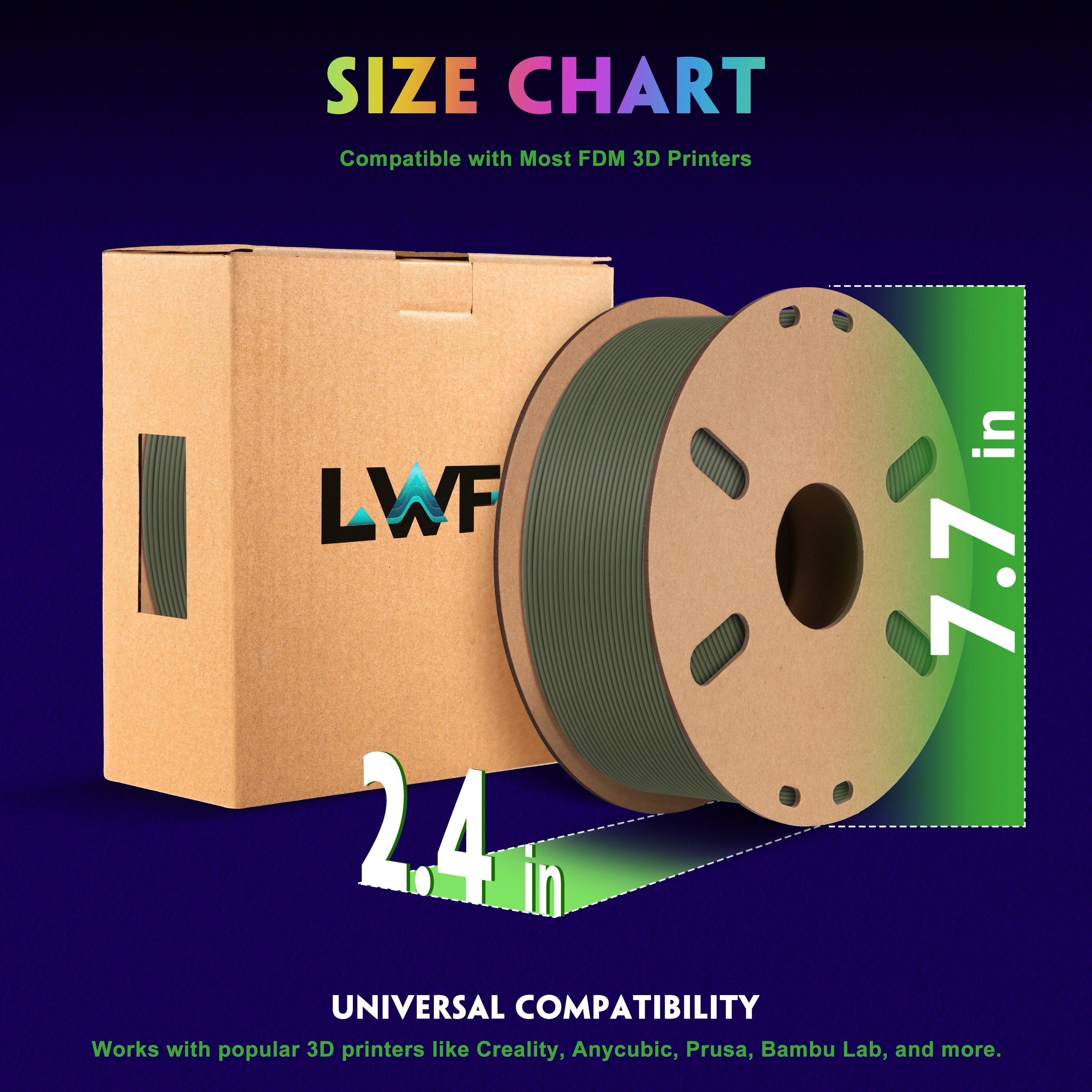 PLA Matte 3D Printer Filament Variety Pack (4 x 200g), 1.75mm