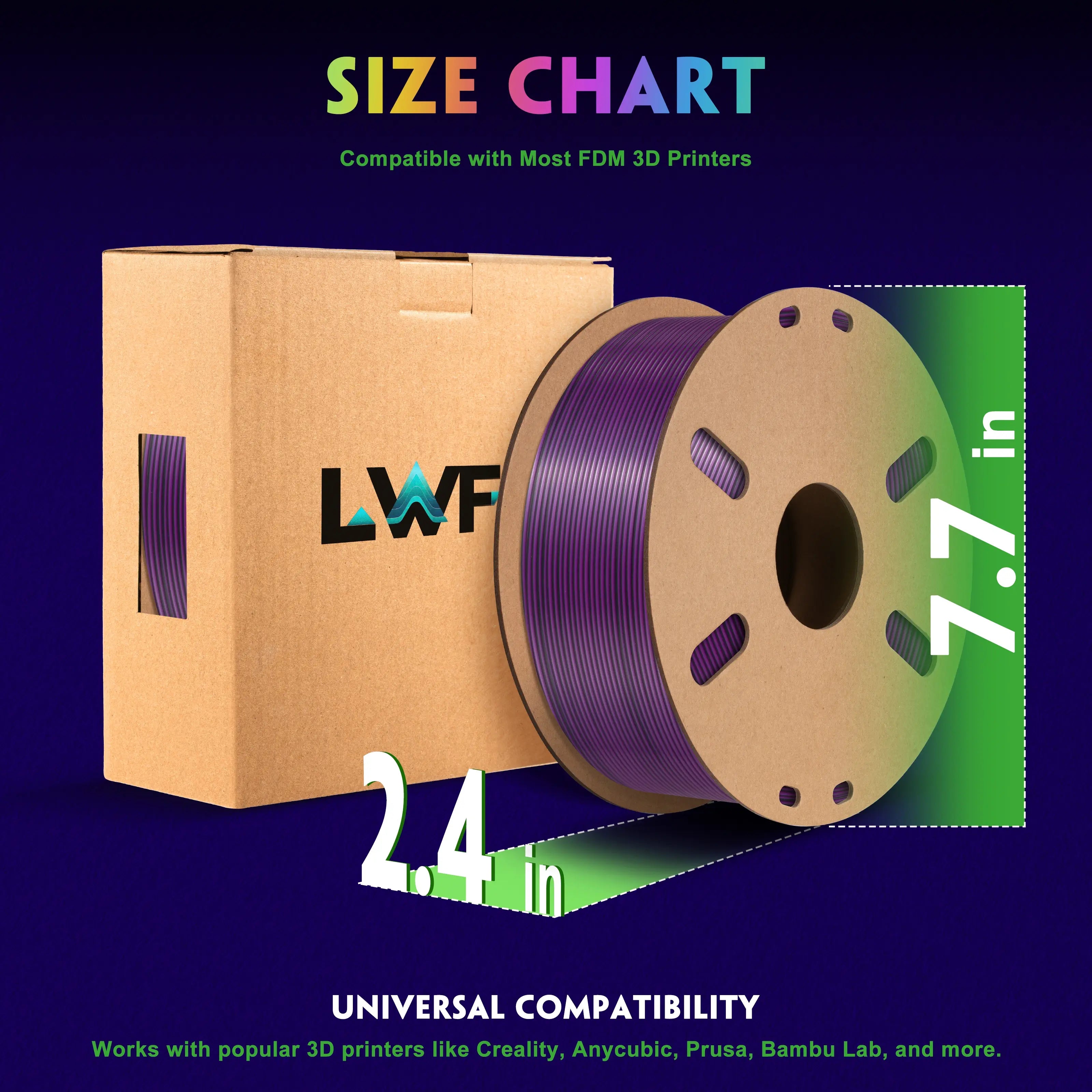 PLA Silk Dual Color 3D Printer Filament Variety Pack (4 x 200g), 1.75mm