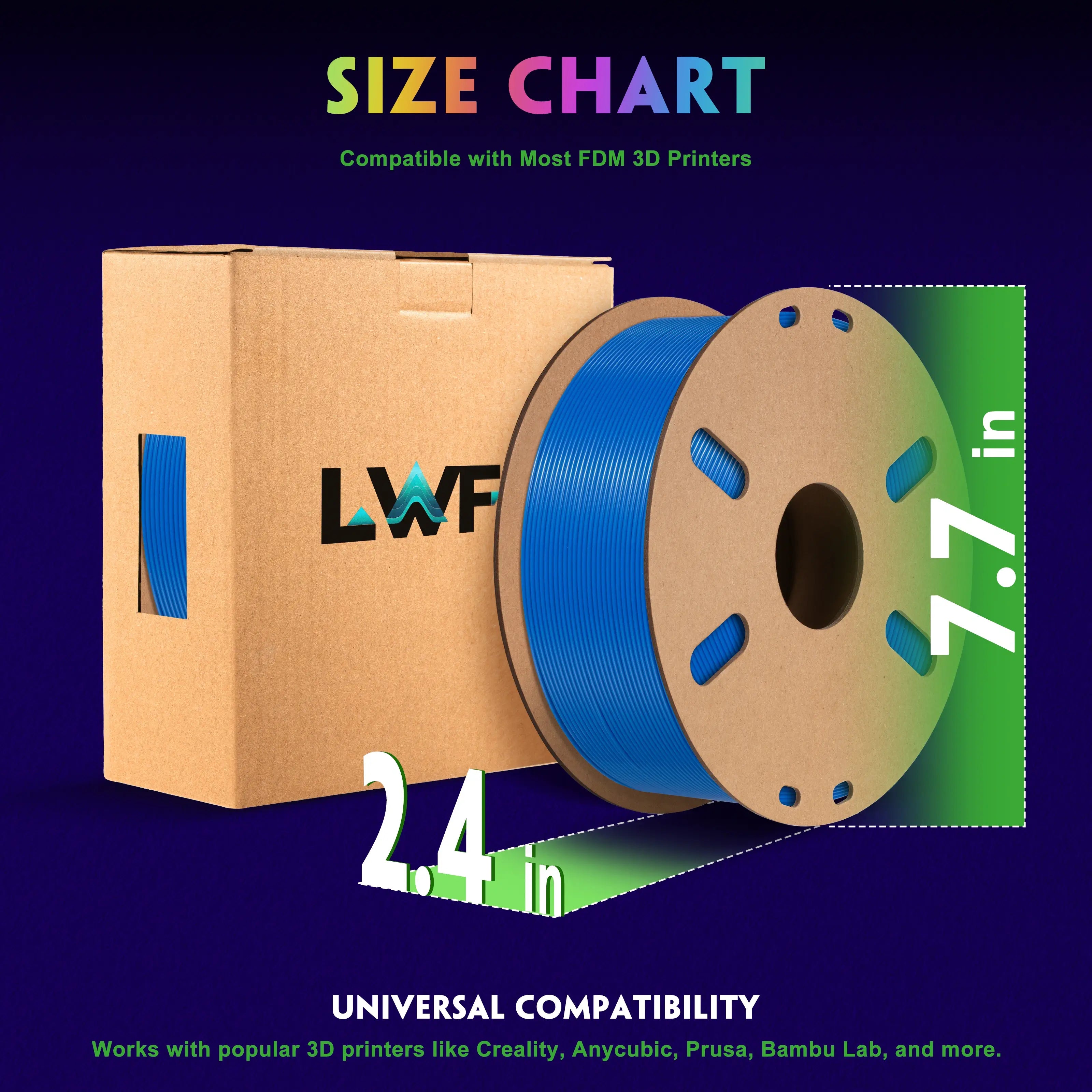 PLA Single Color 3D Printer Filament Variety Pack (4 x 200g), 1.75mm