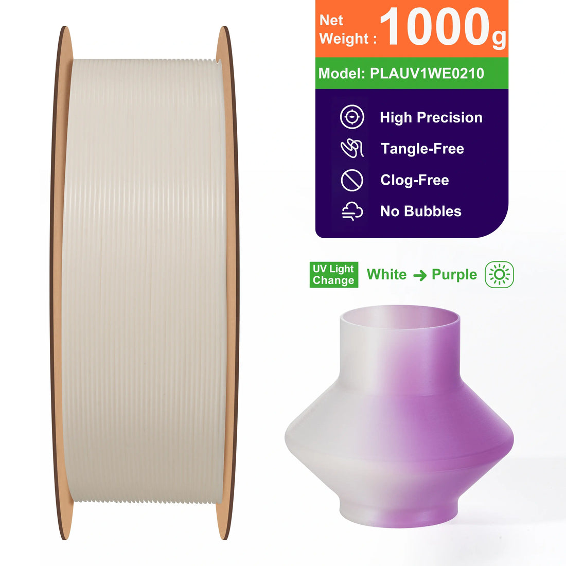 PLA UV Color Change 3D Printer Filament - 1.75mm
