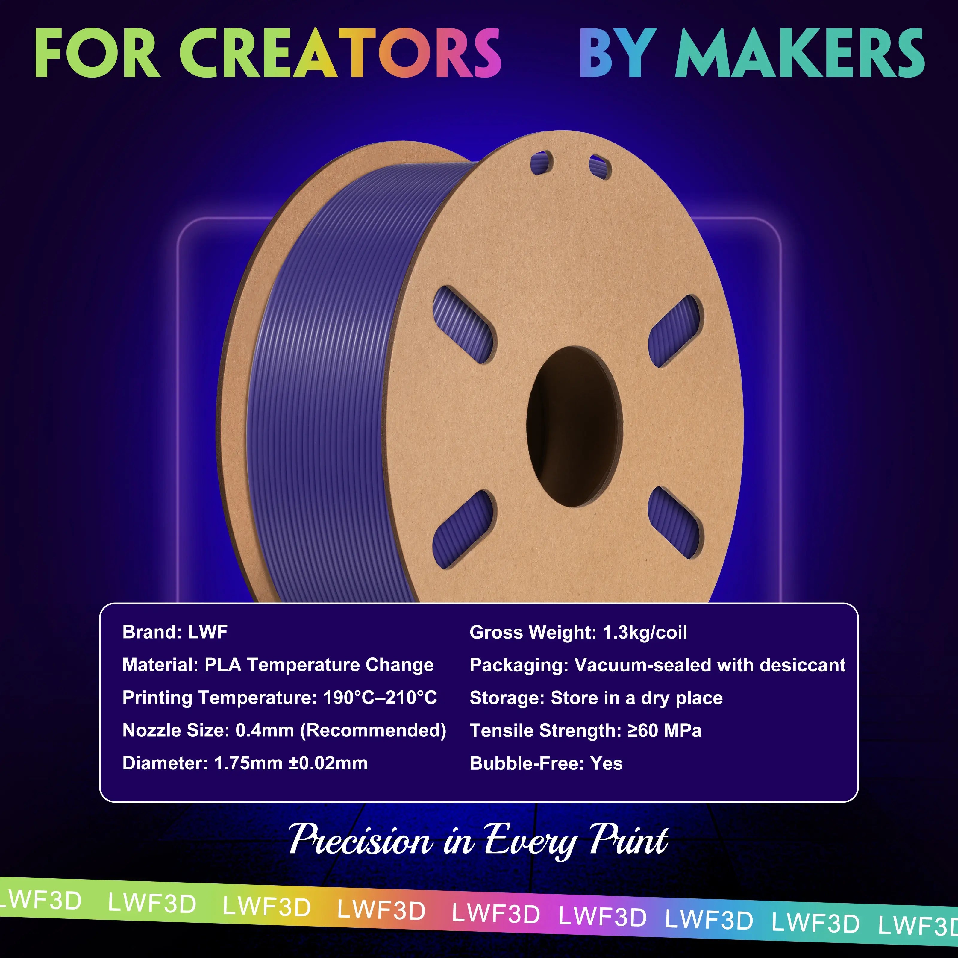 PLA Temperature Color Change 3D Printer Filament - 1.75mm
